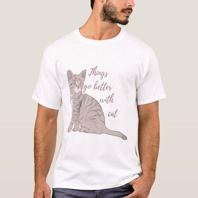 Sak går bättre med katt t shirt (Framsida)