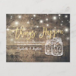 Sak Happen Bröllop Postponement Mason Burk Wood Meddelande Vykort