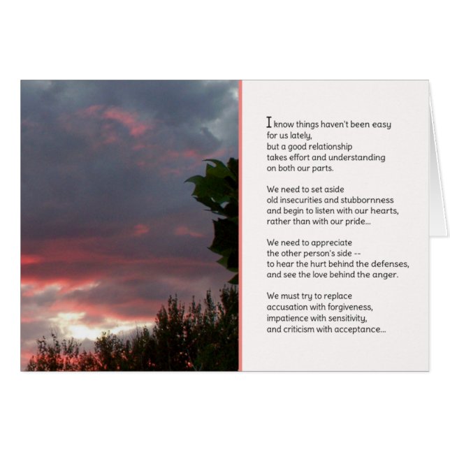 Sak har inte varit lätt på sistone... Relationer Hälsningskort (Framsidan Horizontal)