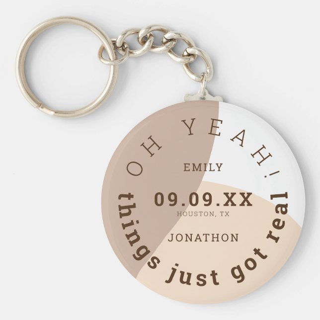 Sak Har Real Brown Cream Roligt Spara datum Nyckelring (Framsidan)