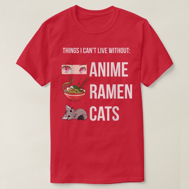 Sak jag inte kan leva utan, roligt Anime Ramen Cat T Shirt (Design framsida)