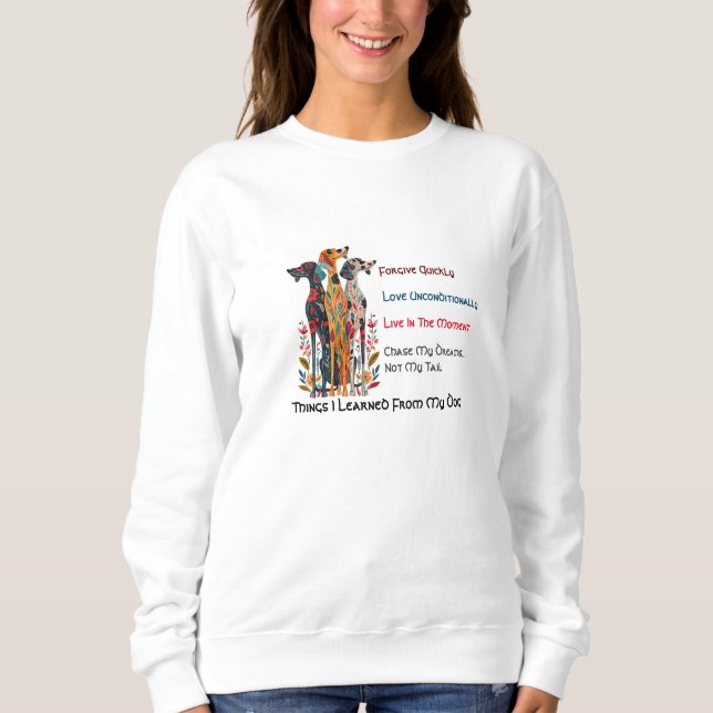 Sak jag lärde mig från min Hund Folk Art Sweatshir T Shirt (Framsida)