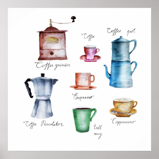 Sak-kaffets vattenfärgsamling poster (Framsidan)
