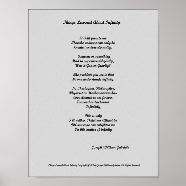 Sak lärde sig om oändlighet poster (Framsidan)