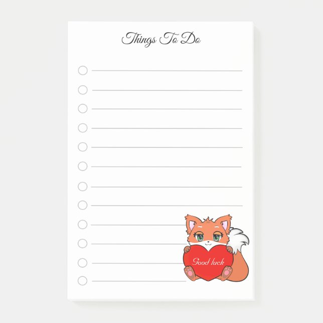Sak to Do & Cute Little Fox Post it Notes Post-it Block (Framsida)