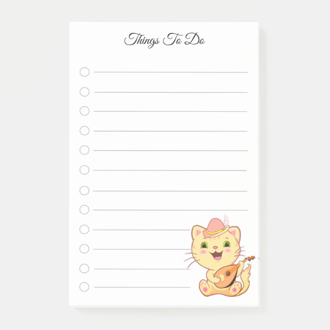 Sak to Do & Cute Musical Cat PostIT Post-it Block (Framsida)