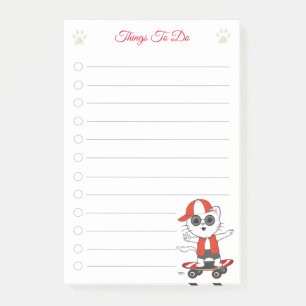 Sak to Do & Cute Skater Cat PostIT Post-it Block