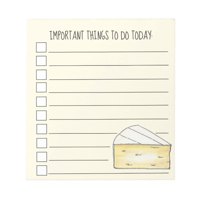 Sak to Do List Brie Fransk Cuisine Anteckningsblock (Framsida)