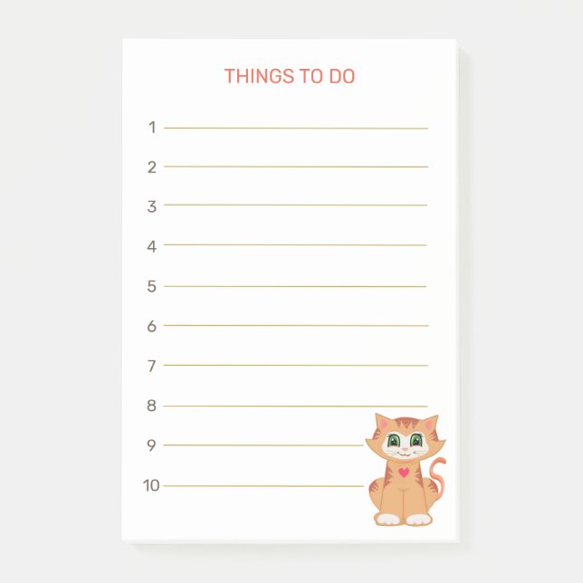Sak to Do & Tabby Ginger Kattunge Post-it Block (Framsida)