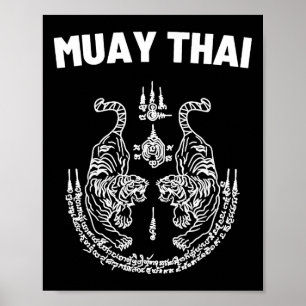 Sak Yant Muay Thai Art Tattoo Tvilling Tiger Kickb Poster