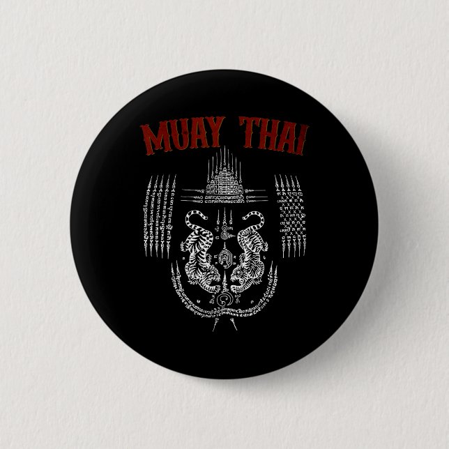 Sak Yant Muay Thai Kickboxning Tatuering Asiatisk  Knapp (Framsida)