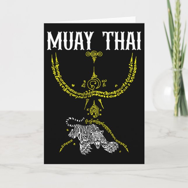 Sak Yant Muay Thai Kickboxning Tiger Tatuering Asi Kort (Framsida)