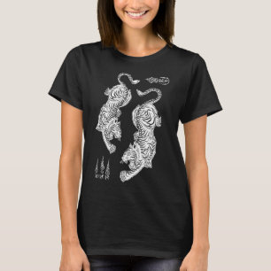 Sak Yant Muay Thai Kickboxning Tigers Tatuering As T Shirt