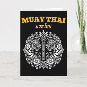 Sak Yant Muay Thai konst tatuering tvilling tiger Kort