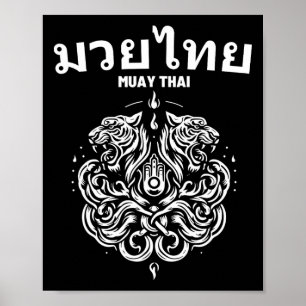 Sak Yant Muay Thai konst tatuering tvilling tiger Poster