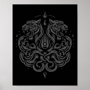 Sak Yant Muay Thai konst tatuering tvilling tiger Poster