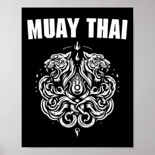 Sak Yant Muay Thai konst tatuering tvilling tiger Poster
