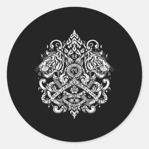 Sak Yant Muay Thai Mma Tattoo Twin Tiger Martial A Runt Klistermärke