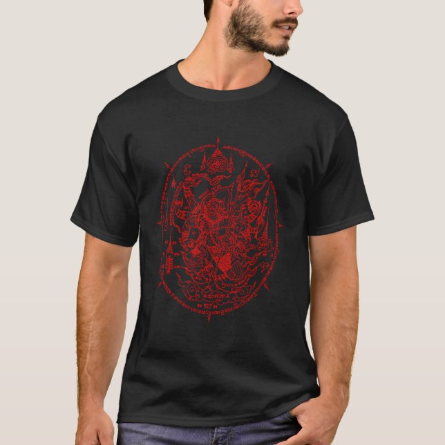 Sak Yant Thailand Tattoo Magic Thai Tattoos Thai T Shirt (Framsida)