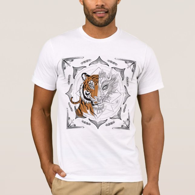 Sak Yant Tiger morphing in Dragon T-Shirt (Framsida)