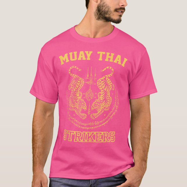Sak Yant Tiger Muay Thai Kickboxing Fighter T Shirt (Framsida)