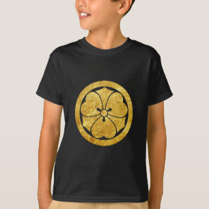 Sakai Mon Japansk samurai klan faux guld på svart Tee Shirt