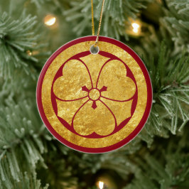 Sakai Mon Japansk samurai-klan i faux guld Julgransprydnad Keramik