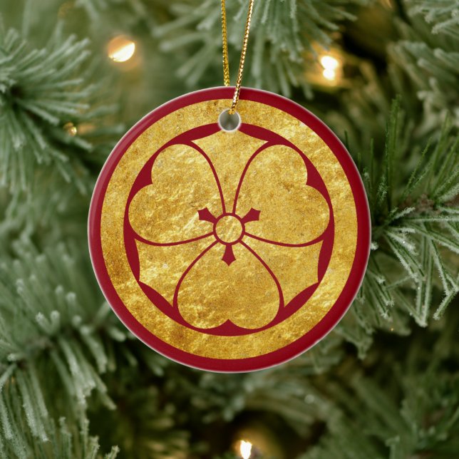 Sakai Mon Japansk samurai-klan i faux guld Julgransprydnad Keramik (Träd)