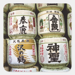 Sake Barrels of Nara Fyrkantigt Klistermärke