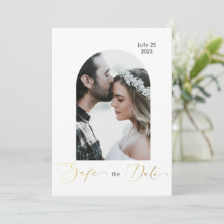 Säker datumbild, guldskript inbjudningar