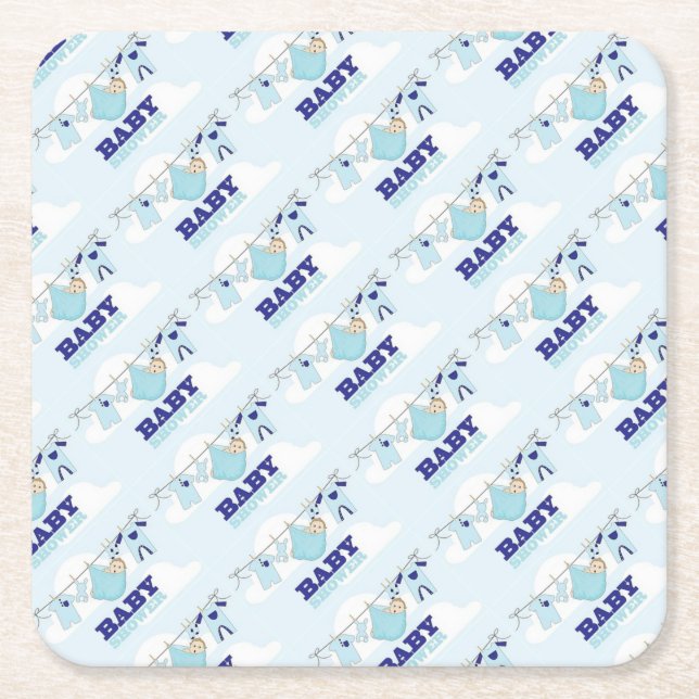 SAKER FÖR POJKE SHOWER/PARTY UNDERLÄGG PAPPER KVADRAT (Framsidan)