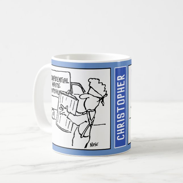 Säker hantering av konfidentiella dokument skämtte kaffemugg (Framsida vänster)
