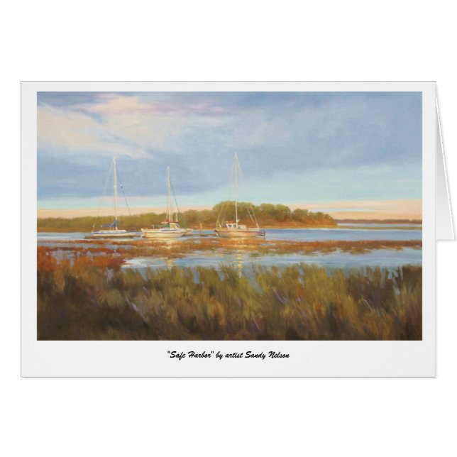 "Säker Harbour" av konstnären Sandy Nelson Hälsningskort (Framsidan Horizontal)
