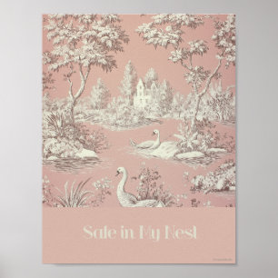 Säker i mitt senaste Rosa Svanar Nursery Poster