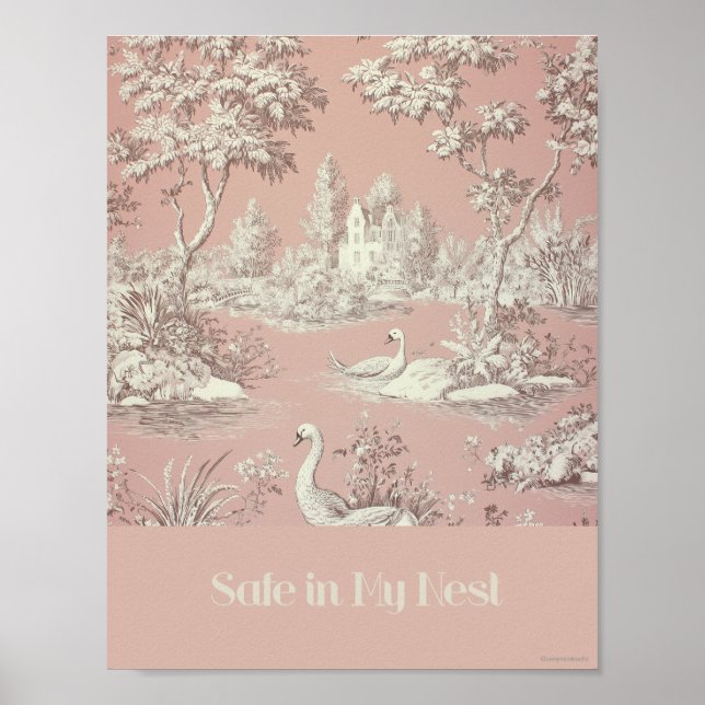 Säker i mitt senaste Rosa Svanar Nursery Poster (Framsidan)