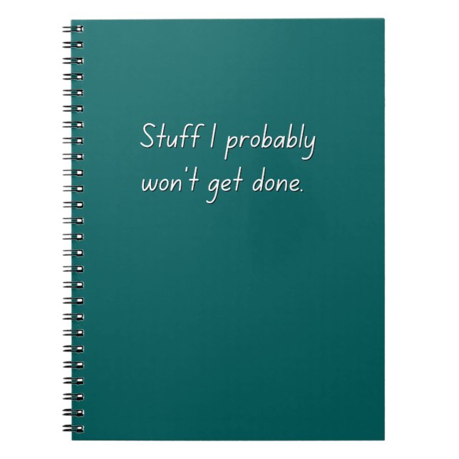 Saker I Won'n'Get Ready Notebook (Teal) Anteckningsbok (Framsidan)