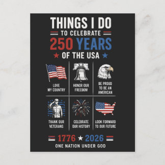 Saker jag firar 250 år USA 1776 Vykort