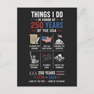 Saker jag gör 250 år USA 1776 2026 Vykort