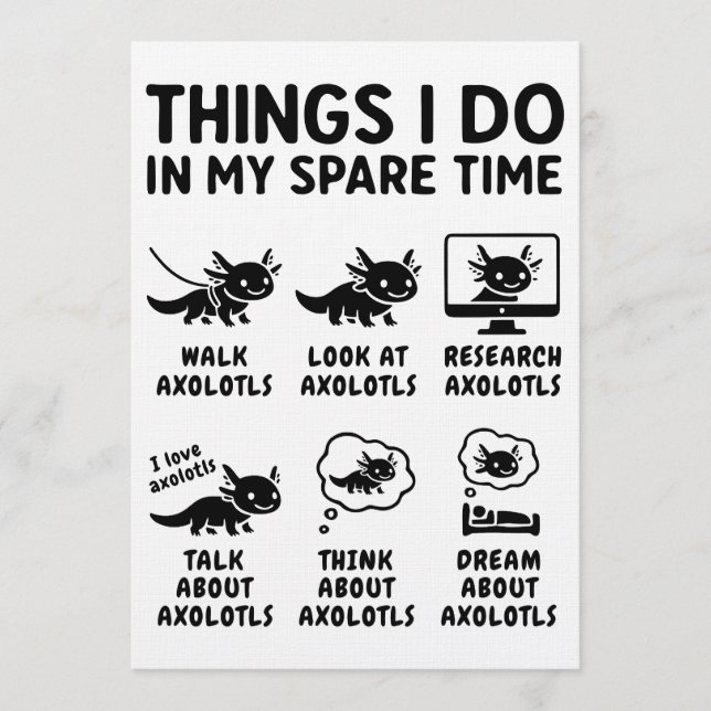 Saker jag gör på min fritid Axolotl Hobby Inbjudningar (Framsida)