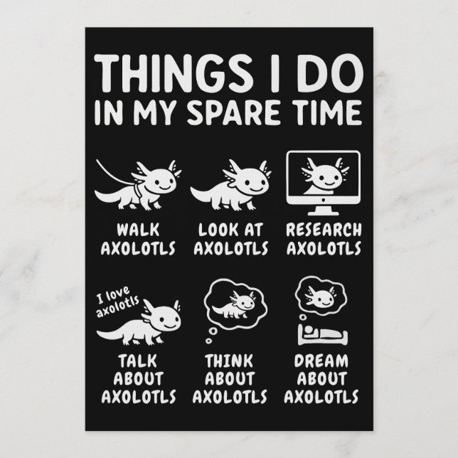Saker jag gör på min fritid Axolotl Hobby Inbjudningar (Framsida)