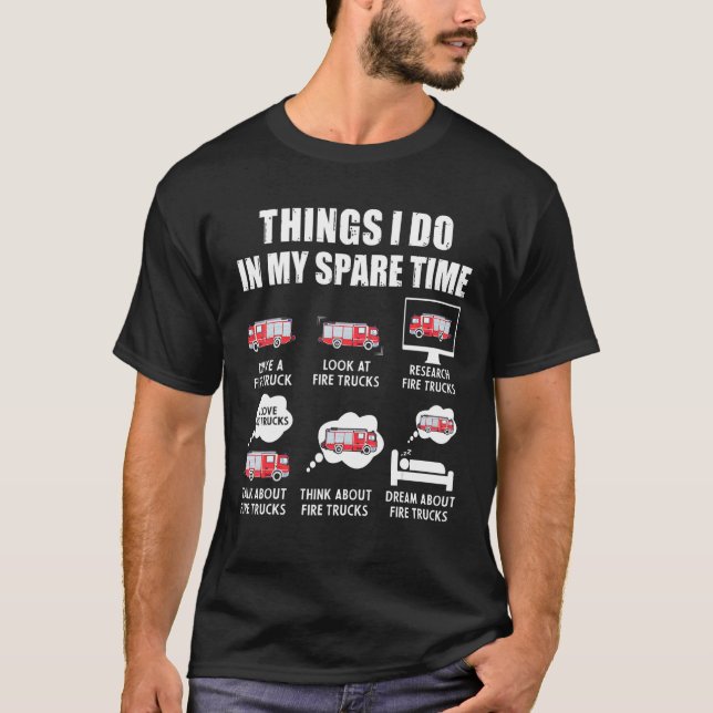 Saker jag gör på min fritid brandbilar t shirt (Framsida)