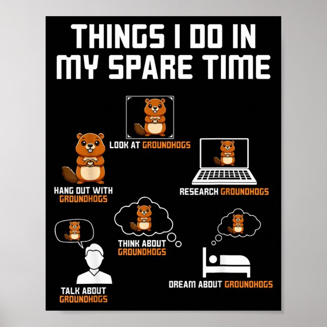 Saker jag gör på min fritid Groundhog Day Roligt  Poster (Framsidan)