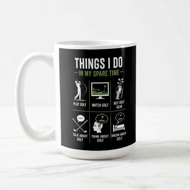 Saker jag gör på min Fritid Pratar Tänker Golf Kaffemugg (Vänster)