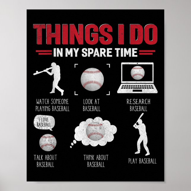 Saker jag gör på min fritid Tröja Rolig Baseball  Poster (Framsidan)