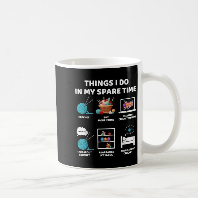 Saker jag gör på min fritid Virka Stickning Roligt Kaffemugg (Höger)