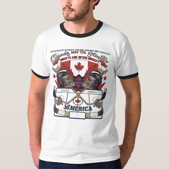 Saker Kanada gör bättre än Amerika Hockey T Shirt (Framsida)