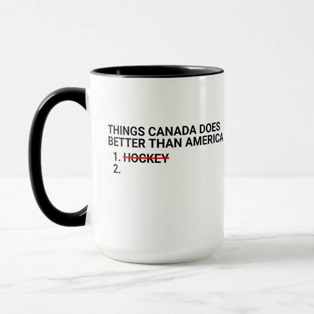 Saker Kanada Gör Bättre Än Amerika Rolig Hockey Mugg (Vänster)