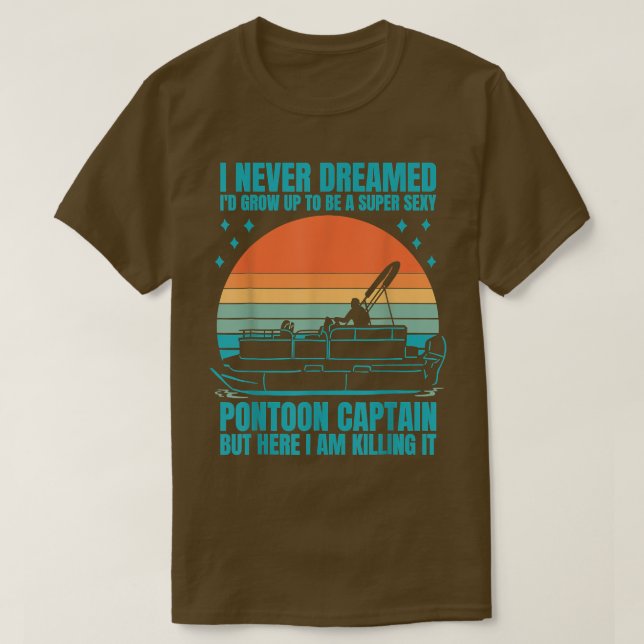 Saker kapten Funny Pontoon Boating Sjö Frakt T Shirt (Design framsida)