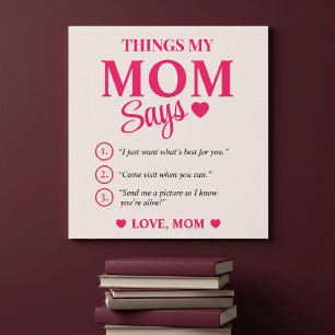 Saker Min Mamma Säger Anpassad Mors Gåva Minnessak Poster