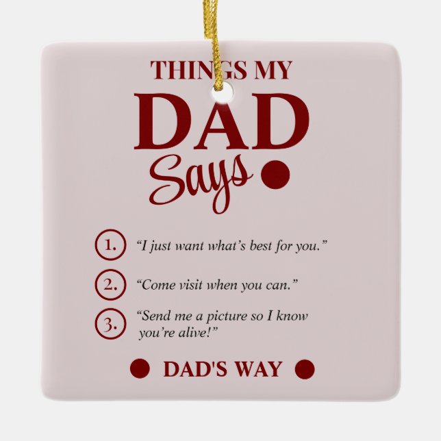 Saker min pappa säger Anpassad faderspresent jul Julgransprydnad Keramik (Framsida)